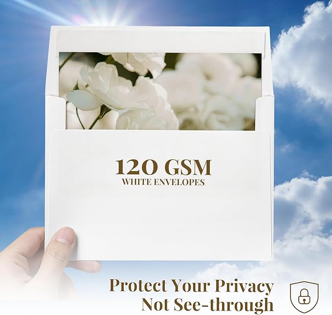 A4 White Envelopes 4x6 100 Pack, Goefun 4.25 x 6.25 Invitation Envelopes Self Seal,120 GSM Printable for 4x6 Cards, Photos, Invitations, Weddings, Graduation, Baby Shower