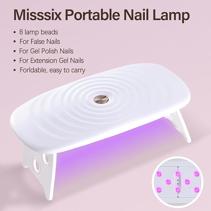 Misssix Short Coffin Gel x Nail Tips Kit, 216Pcs Pre Etched Clear Fake Nails, Full Cover False Nail 9-in-1 Gel Glue and Portable Mini U V Nail Lamp for Women 12 Sizes