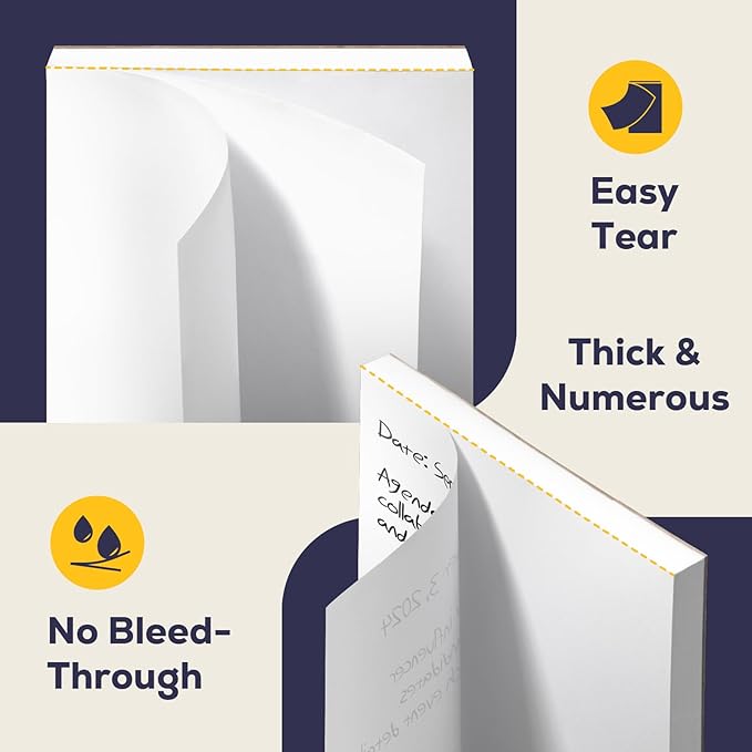 FMP Brands 5 Pack (Total 500 Sheets) Note Pads 4x6, 100 Sheets Per Memo Pad, Server Note Pads, White Waitress Small Notepad, Writing Scratch Paper, Pads of Paper, To Do List Memo & Scratch Server Accessories