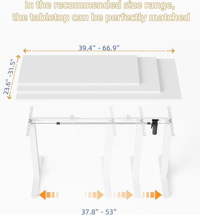 YIHAYO Standing Desk Frame, DIY Workstation, Frame Only, Adjustable Desk with Memory Smart Pannel and Anti-Collision System, Sit Stand Desk for Home Office Computer Desk (White)
