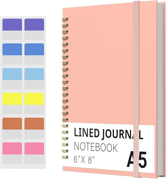 Spiral Notebook, Hardcover Notebook for School & Work, Lined Journal Notebook for Men & Women,120 Pages A5(6 “x8”) (Pink)