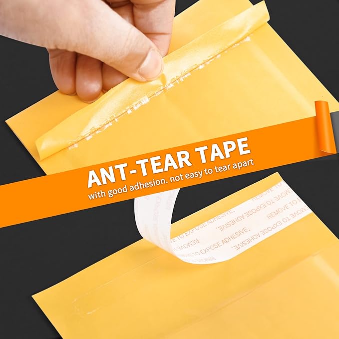 DaSen Kraft bubble mailers 6x9 Inch 50 Pack,Self-Sealing Paper Envelopes for Packaging,Strong Adhesion Envelope Mailers, Small Waterproof Cushioned Padded Shipping Bags Yellow #0
