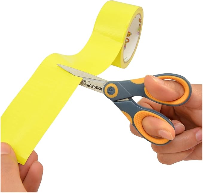 Westcott 5-Inch Non-Stick Titanium Scissors For Office and Home - Glide Adjust Technology - Grey/Yellow Craft, Fabric Scissors - 1 Pack