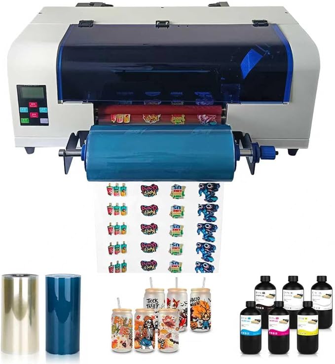 A3+ UV DTF Printer UV Sticker Printer Automatic Laminating Automatic Cleaning Come with 6x500ml Bottles Ink and A/B Film Rolls