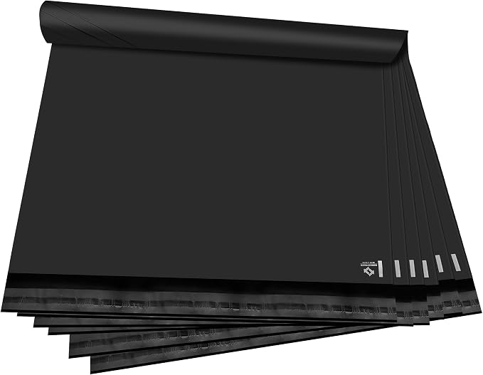 Black Poly Mailers 24x24 in, Large Shipping Bags, 50 Pcs | Large shipping bags for clothes and mailing envelopes for packing shirts, hoodies, and apparel.