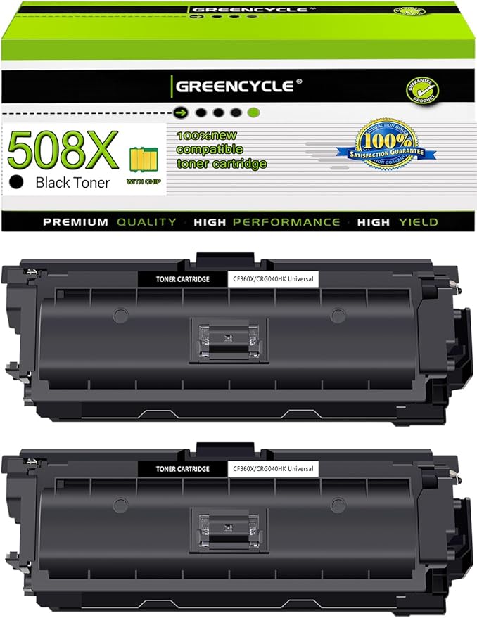 greencycle 508X CF360X High Yield Black Compatible Toner Cartridge Replacement for HP 508X CF360X 508A CF360A Black Toner Works on M553n M577c M577z M577f M552dn M553X M553dn Printer