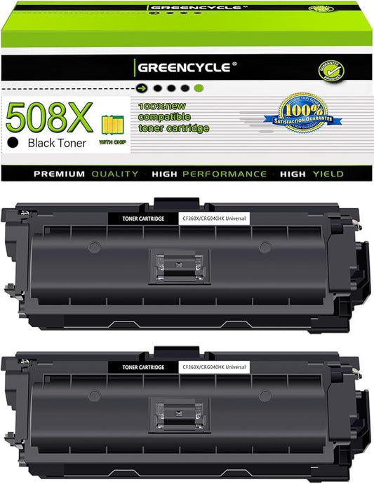 greencycle 508X CF360X High Yield Black Compatible Toner Cartridge Replacement for HP 508X CF360X 508A CF360A Black Toner Works on M553n M577c M577z M577f M552dn M553X M553dn Printer