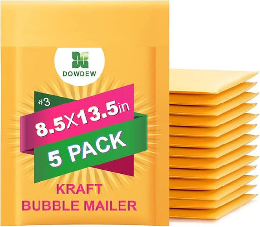 Kraft Bubble Mailers [5 Pack] Mailing Packing Envelopes #3 (8.5" x 13.5")