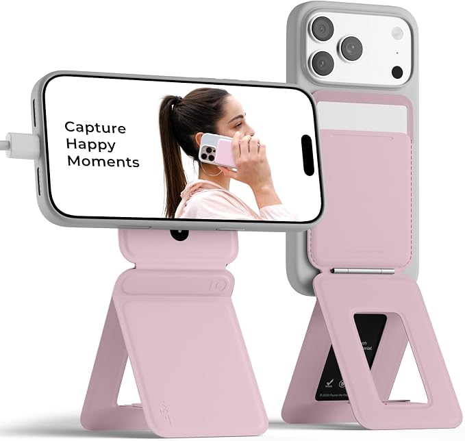 MOFT Phone Tripod Stand & Wallet, NFC Card Holder, Hold 1-2 Cards | Mulit-Angles | Portable l MOVAS Leather | Magsafe Compatible | Easy to Charge | Travel Essential |For Content Creators