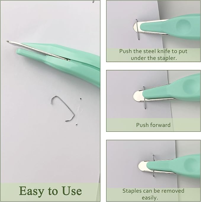 Magnetic Easy Staple Remover Tool, Professional Staple Puller Remover, Staple Remover Stick for School, Office and Home, Light Green