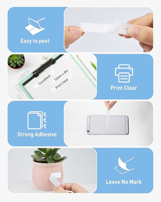 6-Pack TZe-231 TZ-231 TZe231 Tape 12mm 0.47 Laminated White Tape | Compatible for Brother P Touch Label Maker Tape 12mm 0.47 Refills for Ptouch PTD220 PT-D210 D220 1280 P300BT, 1/2" x 26.2'