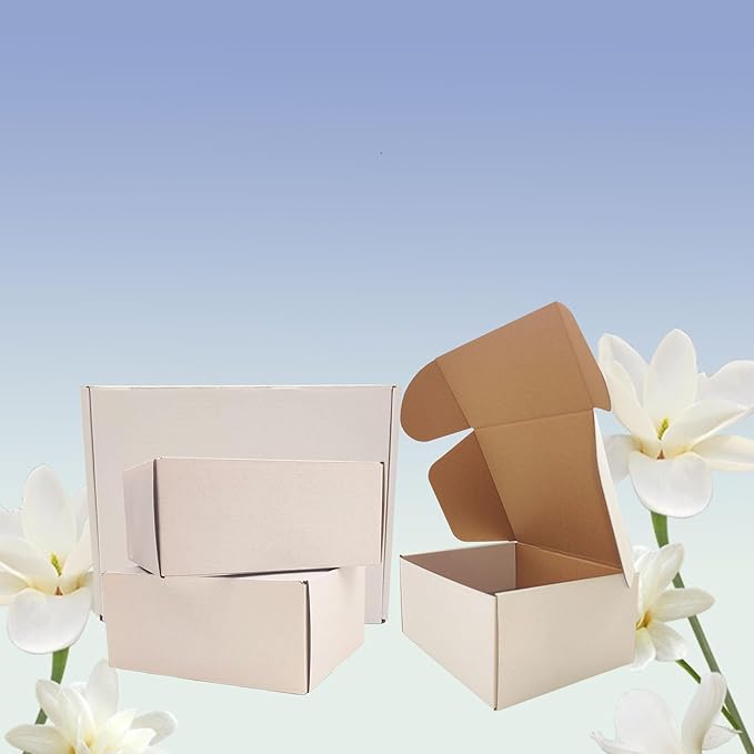 9x7x4 inch Shipping Boxes Set of 25， White Corrugated Cardboard Box Mailer Boxes for Packaging Small Business Shipping，Mailing Boxes Bulk for Birthday Wedding Party Book Literature Gift Giving