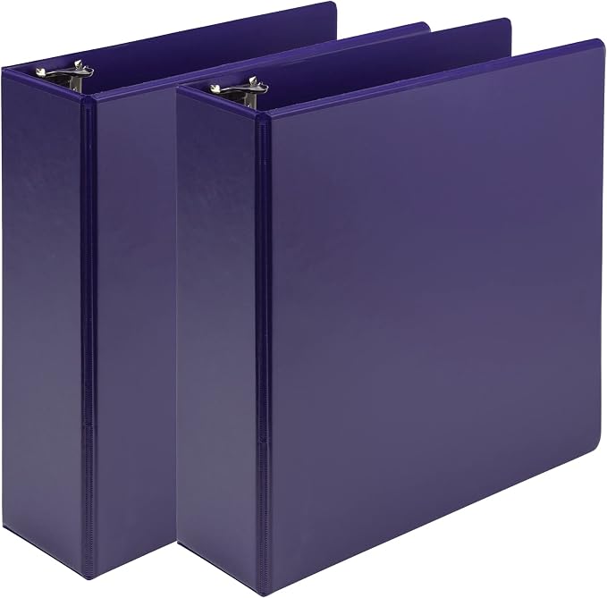 Samsill Earth’s Choice™, Durable Fashion Color 3 Ring View Binder, 3 Inch Round Ring, Up to 25% Plant Based Plastic, Eco-Friendly, USDA Certified Biobased, Purple, Value 2 Pack (U86808)