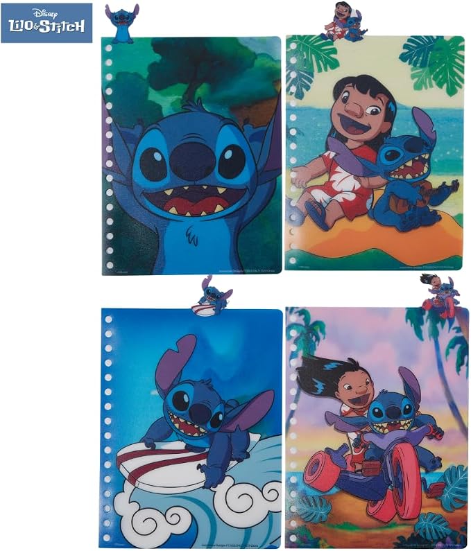 Disney Lilo and Stitch Tab Journal Notebook, Spiral Bound, 96 Lined Pages, 8 x 7 inches, Blue