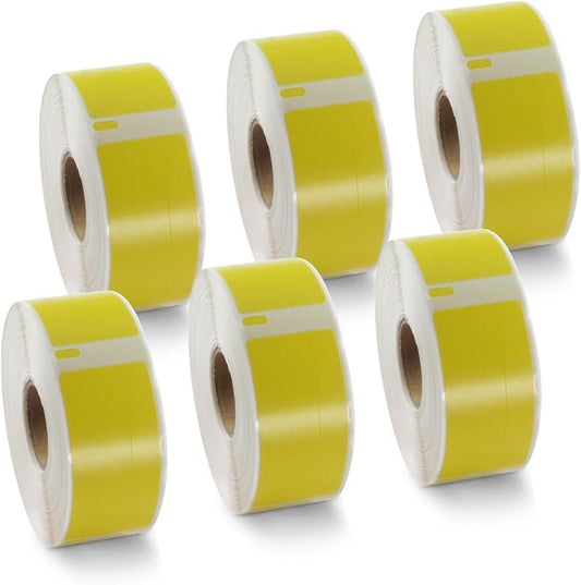 BETCKEY Colored Labels Compatible with Dymo 1738595 (3/4" x 2-1/2") Barcode/File Labels, Compatible for Dymo LabelWriter Thermal 450, 4XL & Zebra Desktop Printers [6 Rolls, Yellow]
