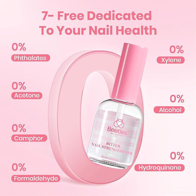 Beetles Bitter Nail Strengthener for Nail Biting - Air Dry Nails Biting Treatment Clear No Bite Polish for Weak, Thin and Damaged Nails Strengthener and Growth, Gently Discourage Bite 0.5 fl oz