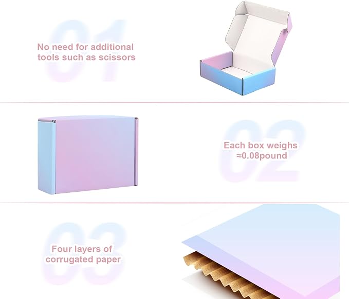 Purple Shipping Boxes 6x4x1.6 in - Set of 50: Small Corrugated Cardboard Boxes - Shipping Boxes for Small Business