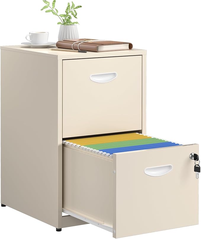SteeLoong 2 Drawer File Cabinets,Metal Office File Cabinet with Lock,Cream | Filing Cabinets for Home Office,Vertical Modern File Cabinet Office Two Drawers for Hanging Letter,Assembly Required