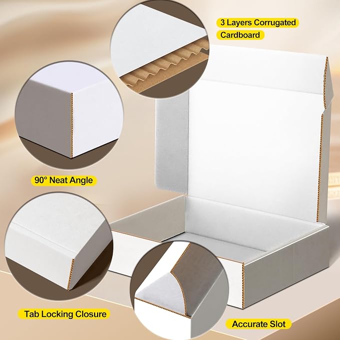 9x6x4 inches Shipping Boxes Set of 25, Corrugated Cardboard Boxes Literature Mailer Boxes Gift Boxes Small Boxes for Shipping Wrapping Mailing Packaging Small Business, White