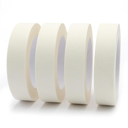 Masking Tape 1 inch X 55 Yards X 4 Rolls, General Purpose Beige White Painters Tape for Arts DIY Crafts Painting Labeling Decoration School Projects Home Office