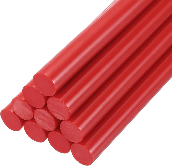 PATIKIL Hot Glue Sticks for Glue Gun, 10 Pcs Colored Hot Melt Adhesive Glue Sticks Bulk for DIY Projects Craft Art Decoration Home Repairs, Red (7.9" x 0.43")