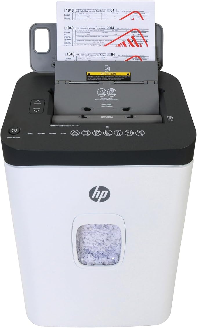 HP - Micro Cut Paper Shredder, 12-Sheet Manual, 150-Sheet Auto Feed | Micro Cut High Security Shredding, Auto Feed And Manual Capacity, Continuous Performance, Large Capacity, Rolling Casters