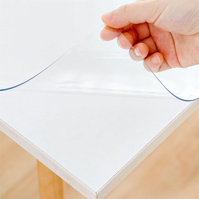 38 x 84 Inch Clear Table Cover Protector, Clear Table Protector for Dining Room Table, 1.5mm Plastic Table Cover, Waterproof Table Pad for Kitchen, Office