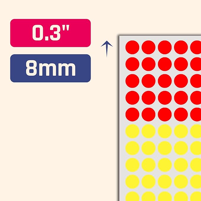 16,000 Pack - 1/4" Small Colored Dot Stickers Round Labels, 10 Colors