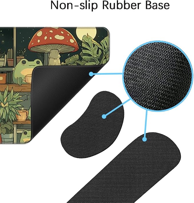 Desk Mat, Large Gaming Mouse Pad with Wrist Rest, 4 in1 XXL Mouse pad+Keyboard Wrist Rest+Mouse Pad Wrist Support+Cup Coaster Set, Ergonomic Desk Pad for Home Office,Cute Frog