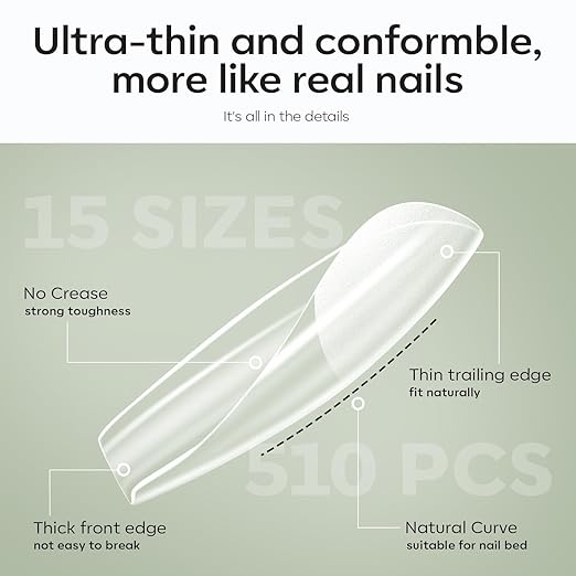 modelones X Nail Gel Kit, Fake Nails Long Coffin, 9-in-One Glue Prep Dehydrator & Portable Mini U V Light Acrylic Clipper, 500Pcs Coffin Tips for Extension Kit DIY Salon Home Gifts for Women