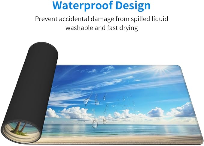 Beach Mouse Pad XL Large Mousepad Non Slip Rubber Base Desk Mat for Laptop Computer Gaming 31.5" X 12"