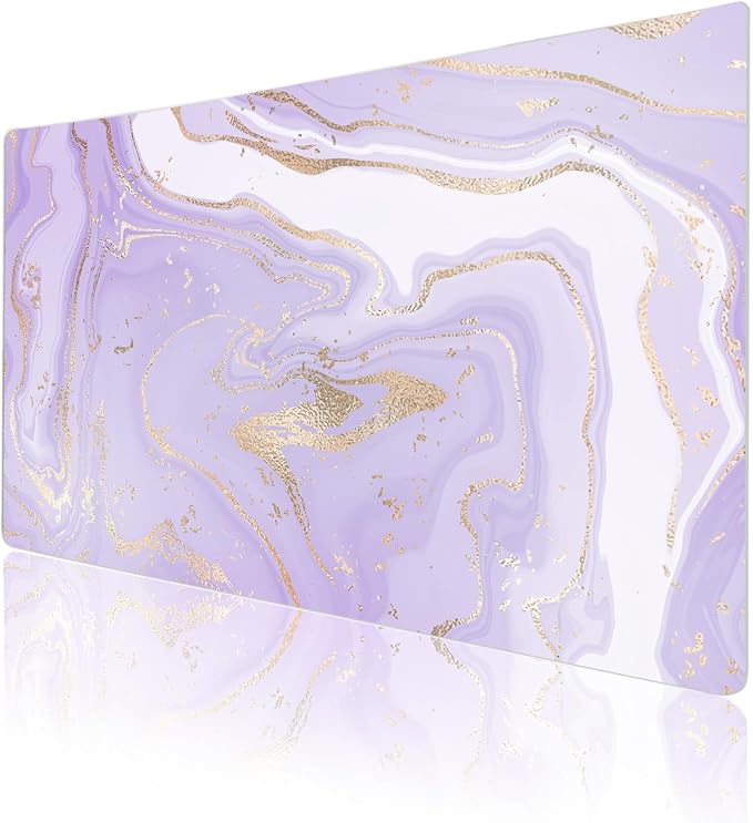 Colorful Star Large Mouse Pad, PU Leather Waterproof Desk Mat, Computer Gaming Mouse Pad, XXL Extended Full Mousepad Non Slip Desk Pad for School Office Home 23.6" x 13.8" - Violet Marble