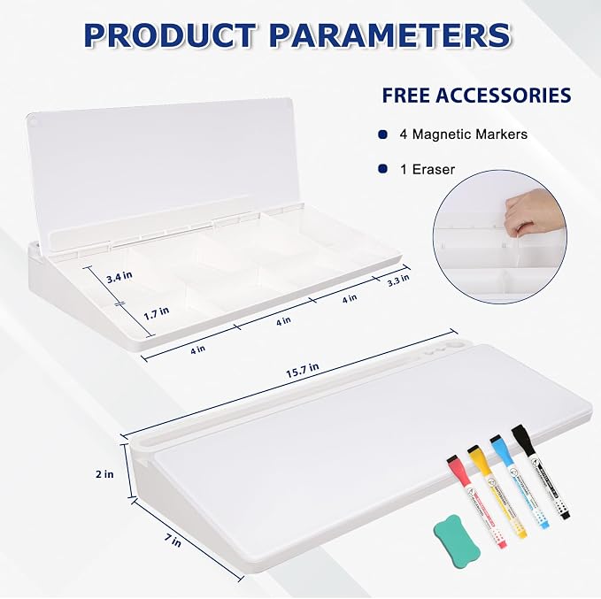 Desktop Glass Whiteboard with Storage, Desk Dry Erase White Board Stand | Computer Keyboard Stand, Office Desk Organizers and Accessories with Drawer, To Do Memo Notepad, Home School Supplies