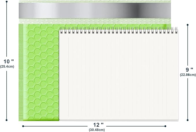 Bubble Mailers A4 Paper Size, 12x10 Padded Envelopes for Shipping, 25 Pack Mailing Packages with Self Seal Adhesive, Waterproof Bubble Envelopes (Light Green)