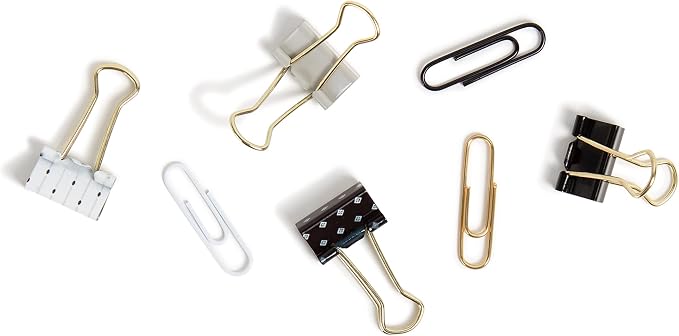 U Brands Office Accessory Kit, Office Supplies, Includes 60 Paper Clips and 20 Small Binder Clips, Classic