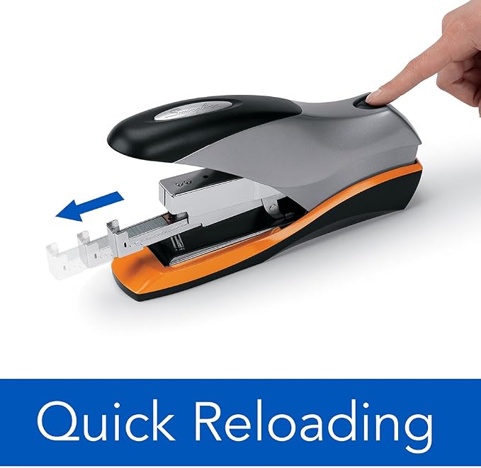 Swingline Stapler, 70 Sheet Capacity, Optima 70, Jam Free, Reduced Effort, Soft Grip, Metal, Silver, Black and Orange (87870) (Pack of 3)