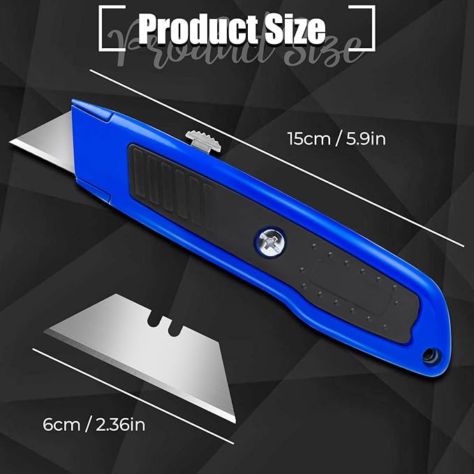4 Pack Utility Knife, Retractable Box Cutter with 10 SK5 Blades, Heavy Duty Razor Knife for Cardboard, Boxes, and Construction Use
