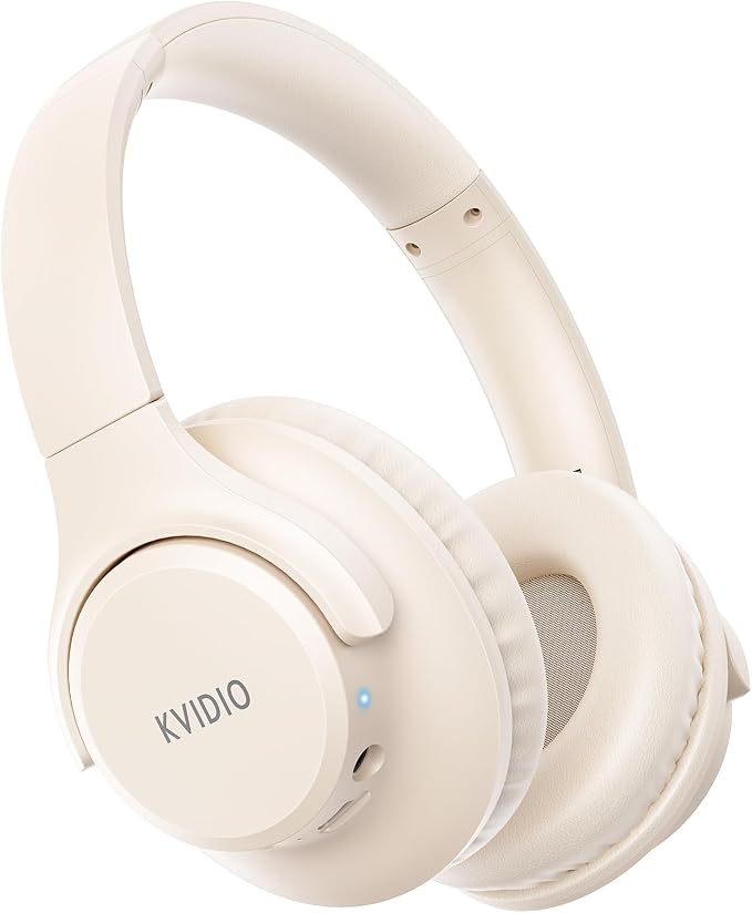 KVIDIO Bluetooth Headphones Wireless Over Ear Headsets 65H Playtime | Deep Bass, HiFi Stereo, Bluetooth 6.0, Microphone, Comfortable Fit, Foldable, Lightweight, Low Latency for Travel Home Office