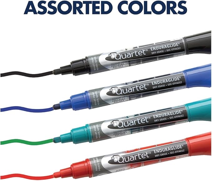 Quartet Dry Erase Markers, Whiteboard Markers, Bullet Tip, EnduraGlide, White Board Dry Erase Pens for Teachers, Home School & Office Supplies, Assorted Classic Colors, 8 Pack (5001-1MA)