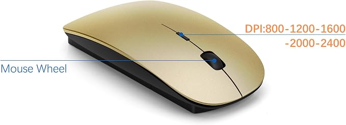 Wireless Keyboard and Mouse Ultra Slim Combo, TopMate - Gold Black | 2.4G Silent Compact 2400DPI Mouse and Scissor Switch Keyboard Set with Cover, Batteries Included, for PC/Laptop/Windows/Mac