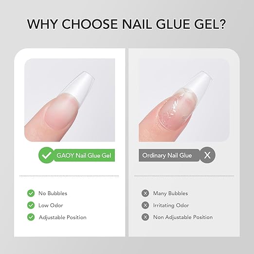 GAOY Gel Nail Glue, 16ml Nail Glue and Base Coat, Long Lasting for Acrylic Tips, UV Light Cure