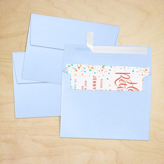 LUXPaper A7 Invitation Envelopes | Peel & Press | 5 1/4" x 7 1/4" | Baby Blue | 80lb. Text | 50 Qty
