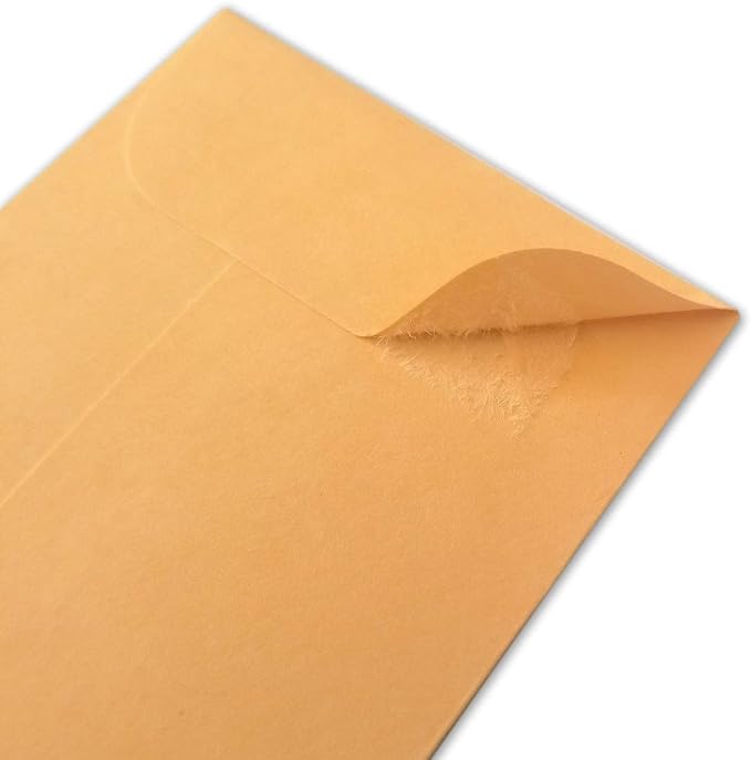 Xxcxpark 200PCS #5 Coin Envelopes 3.125x5.5 inches Brown Kraft Envelopes Classic Small Parts Gummed Flap for Coins, Cash, Credit Cards, Seeds