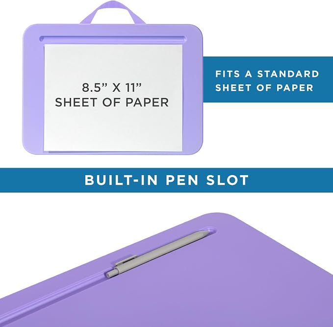 LAPGEAR Compact Lap Desk – Purple Amethyst, Fits 14" Laptops | Microbead Cushion, Built-In Pencil Slot, Carry Handle, Fits Standard Letter-Size Paper (8.5" × 11")
