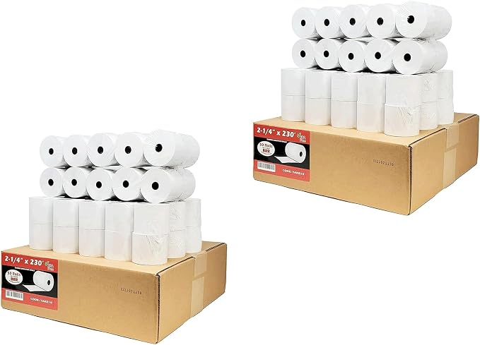 (48 Gsm Paper Thickness) 2 1/4 x 230ft 1-Ply Thermal Paper [100 Rolls] BPA Free Cash Register Tape Sharp 01PU, 01PU, ER-A520, ER-A530, UP-700, XE-A201, XE-A202, XE-A302 CBM262, CBM270