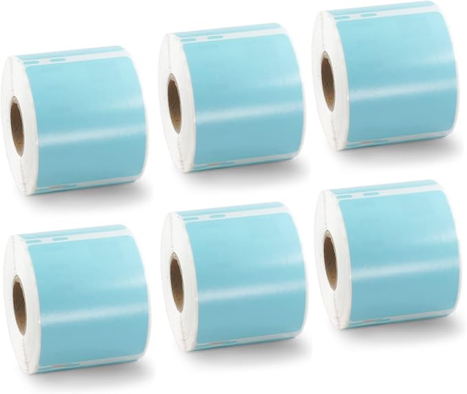 BETCKEY Colored Labels Compatible with Dymo 30324 (2-1/8" x 2-3/4") Multipurpose Labels, Compatible for Dymo LabelWriter Thermal 450, 4XL & Zebra Desktop Printers [6 Rolls, Light Blue]