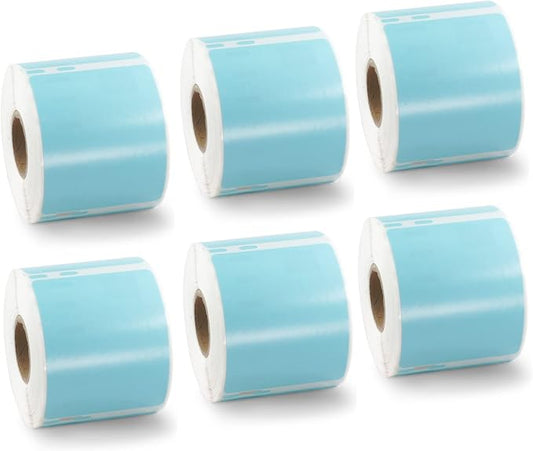 BETCKEY Colored Labels Compatible with Dymo 30324 (2-1/8" x 2-3/4") Multipurpose Labels, Compatible for Dymo LabelWriter Thermal 450, 4XL & Zebra Desktop Printers [6 Rolls, Light Blue]