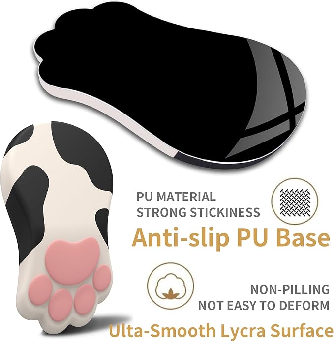 L-SPOUTTO Ergonomic Mouse Pad with Wrist Rest,Cute Mouse Pad Wrist Support | Cat Paw Comfortable Massage Design,Computer Pain Relief Mousepad with Non-Slip PU Base for Desk Laptop Gaming,Cow