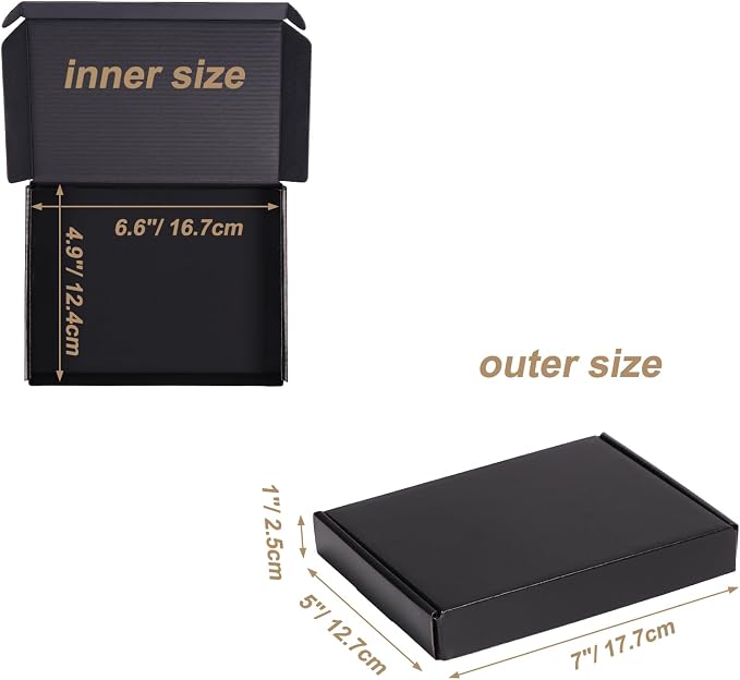 ZBEIVAN 7x5x1 Black Small Shipping Boxes, 30 Packs Corrugated Cardboard Mailer Boxes for Packaging Small Business Mailing Gifts Wrap Boxes with Lids