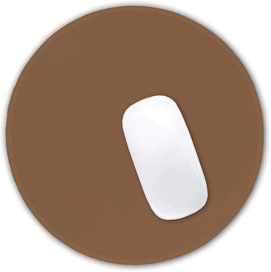 Hsurbtra Mouse Pad, Premium-Textured Small Round Mousepad 8.7 x 8.7 Inch Brown, Stitched Edge Anti-Slip Waterproof Rubber Pretty Cute Computer Mat for Office Home Gaming Laptop Men Women Kids